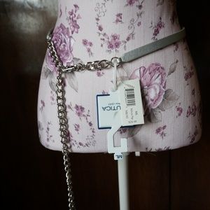 NWT Nautica Gray Belt Silver Chain Hardware
